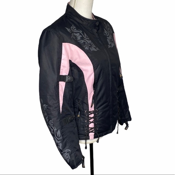 X Element Black & Pink Motorcycle Full Zip Jacket - Picture 4 of 12